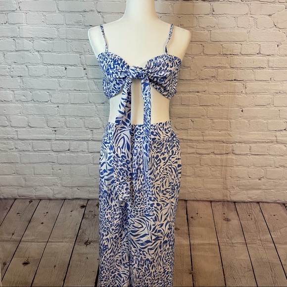🛍 3/$20 Shein 2 Pc Jumpsuit Blue White Sz MED